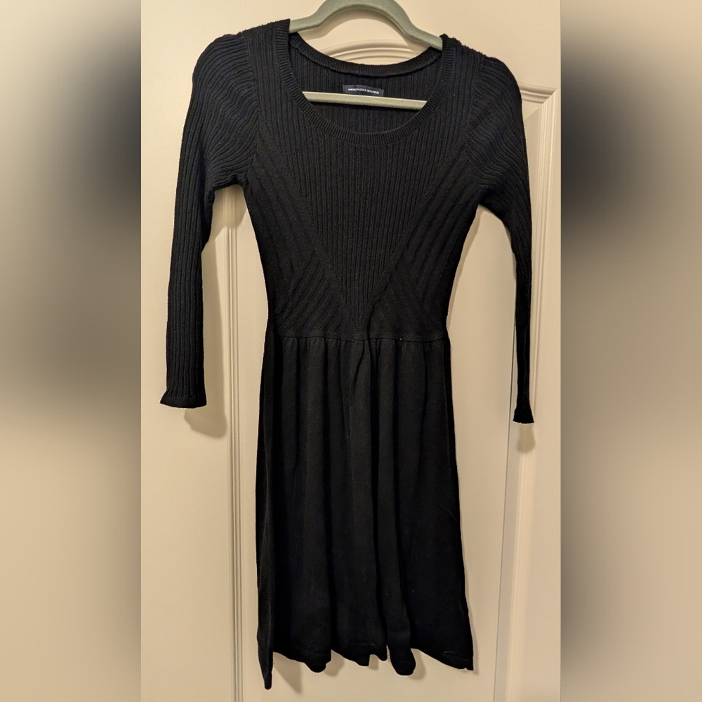 ✨2/$25✨ American Eagle Outfitters Black Ribbed Sweater Dress